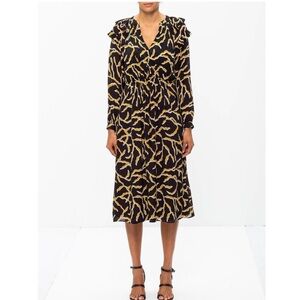 Ba&Sh Candice abstract long sleeve dress S